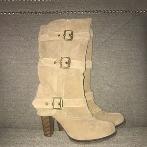 Tan buckle boots